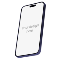 Mockup in isometric style of blue smartphone without background psd