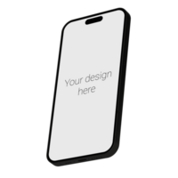 Mockup in isometric style of black smartphone without background psd