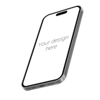 Mockup in isometric style of silver smartphone without background psd