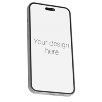 Mockup in isometric style of white smartphone without background psd