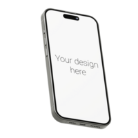 Mockup in isometric style of silver smartphone without background psd