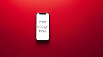 Mockup of smartphone on red background with copy space psd