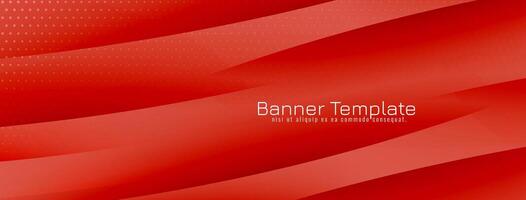 Abstract red color wave style decorative banner template vector