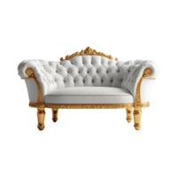 Luxury white and golden single sofa isolated on a transperent background png