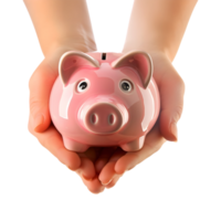 Piggy Bank in Hand on Transparent Background png