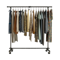 Wardrobe Stand with Clothes on it on Transparent Background png