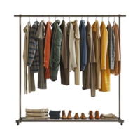 Wardrobe Stand with Clothes on it on Transparent Background png