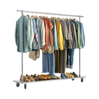 Wardrobe Stand with Clothes on it on Transparent Background png