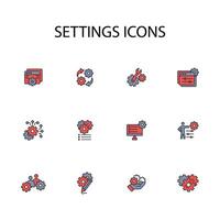Settings icon set..Editable stroke.linear style sign for use web design,logo.Symbol illustration. vector