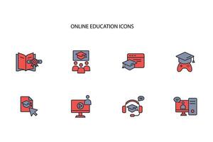 Online education icon set..Editable stroke.linear style sign for use web design,logo.Symbol illustration. vector