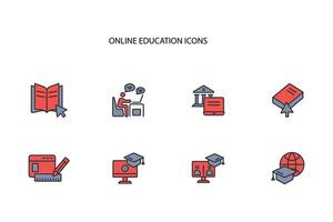 Online education icon set..Editable stroke.linear style sign for use web design,logo.Symbol illustration. vector