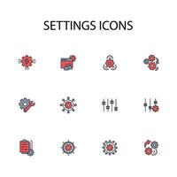 Settings icon set..Editable stroke.linear style sign for use web design,logo.Symbol illustration. vector