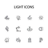 Light icon set..Editable stroke.linear style sign for use web design,logo.Symbol illustration. vector