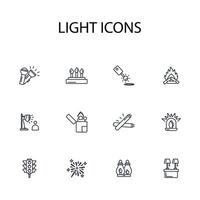 Light icon set..Editable stroke.linear style sign for use web design,logo.Symbol illustration. vector