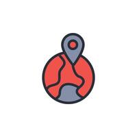 World map icon. .Editable stroke.linear style sign for use web design,logo.Symbol illustration. vector