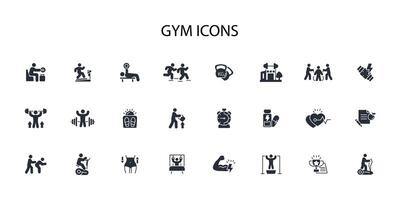 Gym and fitness icon set..Editable stroke.linear style sign for use web design,logo.Symbol illustration. vector