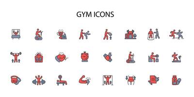 Gym and fitness icon set..Editable stroke.linear style sign for use web design,logo.Symbol illustration. vector