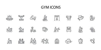 Gym and fitness icon set..Editable stroke.linear style sign for use web design,logo.Symbol illustration. vector