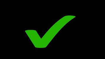 Check mark in green and cross in red animation with transparent background yes or no, true or false video