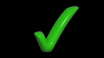 Check mark and cross 3D bounce and spin animation with transparent background video