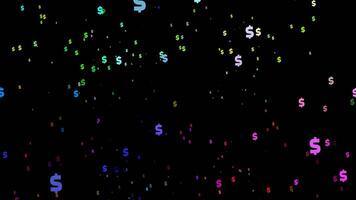 Dollar currency sign flying through animation with transparent background Business growth or Financial Crisis concept video