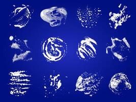 Soap grunge textures. Wet foam and lather stains, liquid detergent and shower gel splash, bubbles and froth, foam and lather spots. isolated set vector