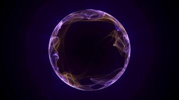 Abstract sphere made of swirling flame and plasma on a dark background. Energy ball of glowing smooth waves. Loopable animation for logo. Digital technologies and science screensaver. Loop, 4k, 60 fps video