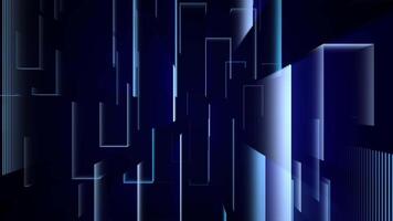 vôo através digital espaço com futurista interface padrões. abstrato azul fundo para Ciência, computador tecnologias, negócios, Internet conexões e dados corrente visualização. 4k, 60. fps video