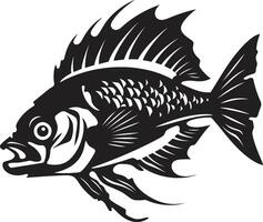 Exquisite Embellishments Tropical River Fish Graphics in Black Nautical Notions Black Fish Artwork vector