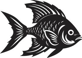 Serene Sketches Tropical River Fish Designs with Tropical Vibes Marine Magic Black Fish Illustrations with Tropical Flair vector