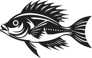 Aqua Adventures Black Fish Icons Inspired by Tropical Rivers Serene Sketches Tropical River Fish Designs with Tropical Vibes vector