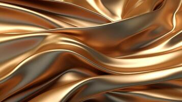 Render of an abstract wavy metallic bronze cloth. photo