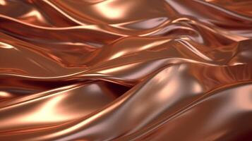 Render of an abstract wavy metallic bronze cloth. photo