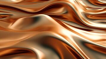 Render of an abstract wavy metallic bronze cloth. photo