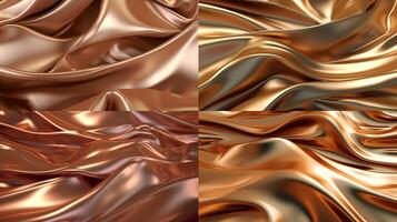 3D render of an abstract wavy metallic bronze cloth 8k photo