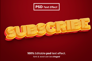 Subscribe 3D Editable Text Effect psd