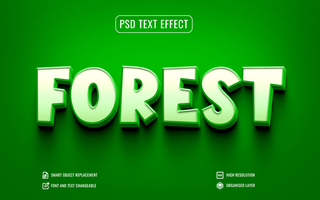 forest text effect with green background psd