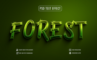 forest text effect with green background psd