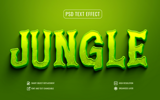 3d jungle text effect with a green background psd