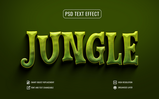 jungle text effect with a green background psd
