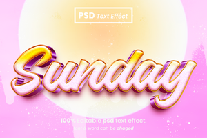 Sunday 3D Editable Text Effect psd