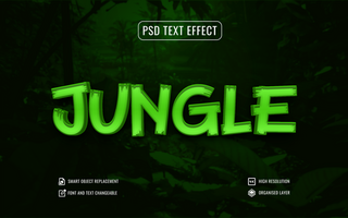 jungle text effect with green forest background psd