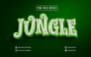 jungle 3d text effect on a green background psd