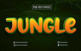 jungle 3d text effect with a green background psd
