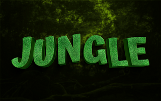 3d jungle text effect with editable forest background psd