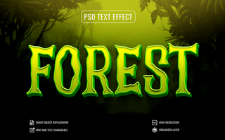 forest text effect with jungle background psd