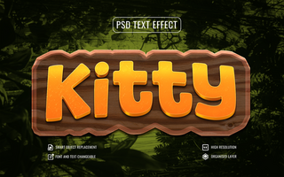 forest kitty text effect with a green jungle background psd
