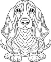 Colouring Page - Basset Hound - Black and White Line Art vector