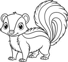Coloring Page for Kids - Skunk - Black and White Line Art vector