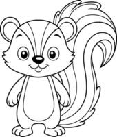 Coloring Page for Kids - Skunk - Black and White Line Art vector